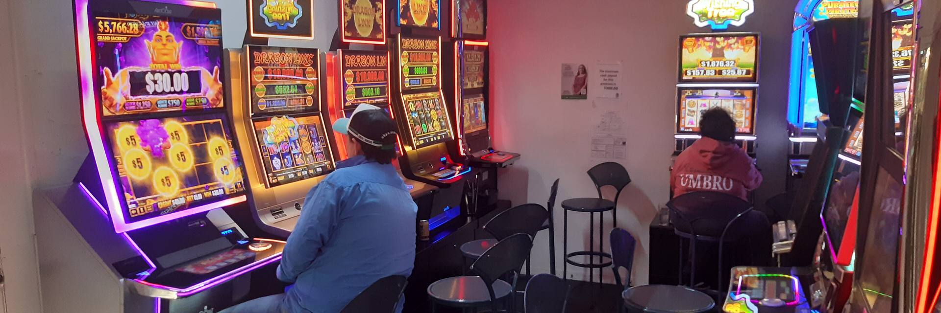 Pokie machines in a hotel gaming room in Hughenden, Queensland